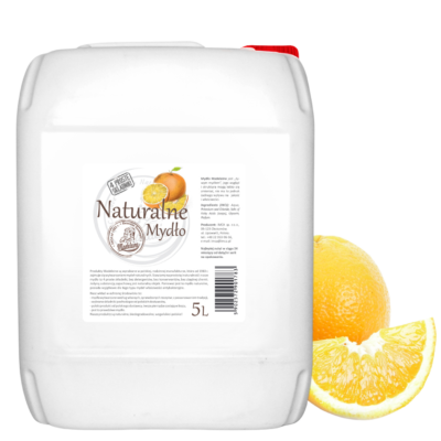Naturalne mydło Madeleine o zapachu pomarańczowym 5L - 114 kanistrów na palecie