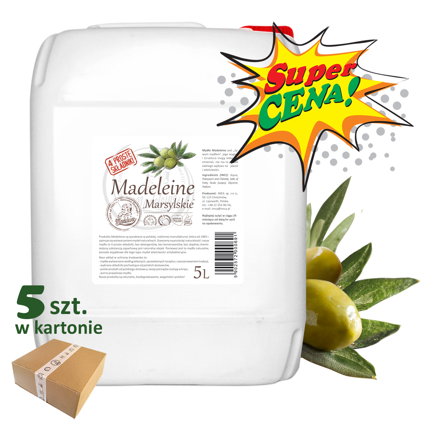 Mydło Marsylskie 5L - 5 sztuk