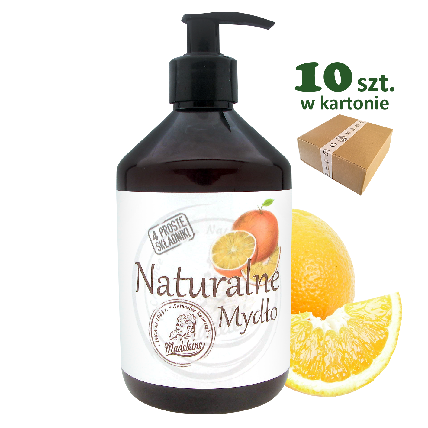 Naturalne Mydło 500ml Pomarańcz 10 sztuk Premium.