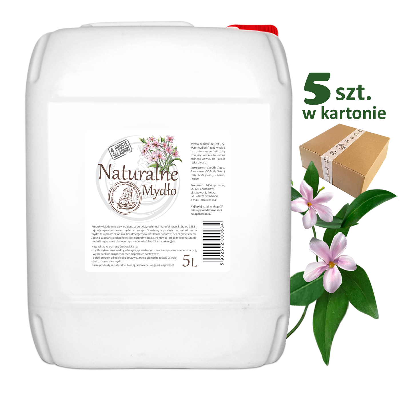 Naturalne Mydło Jaśminowe 5 l - 5 sztuk