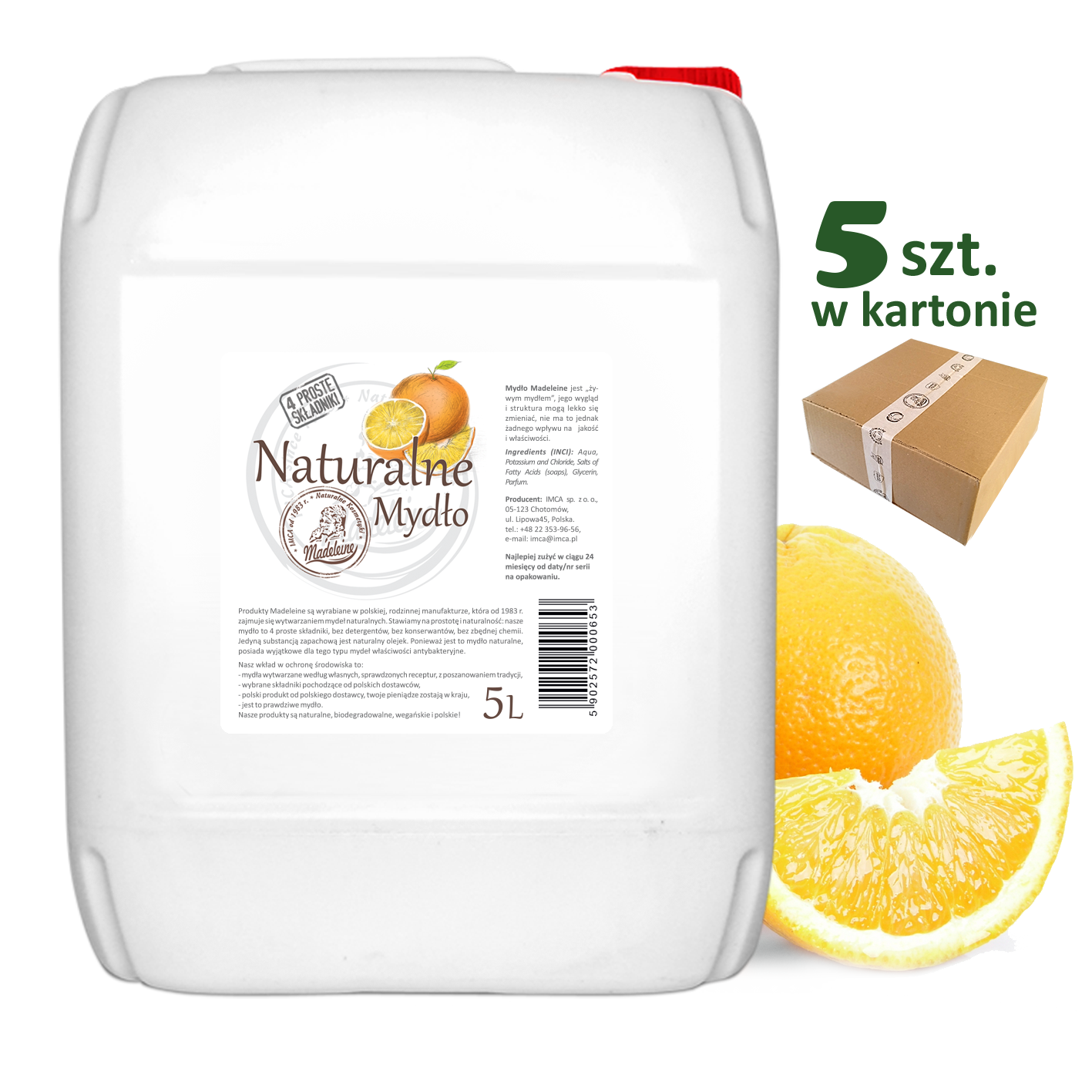 Naturalne Mydło Pomarańczowe 5 l - 5 sztuk