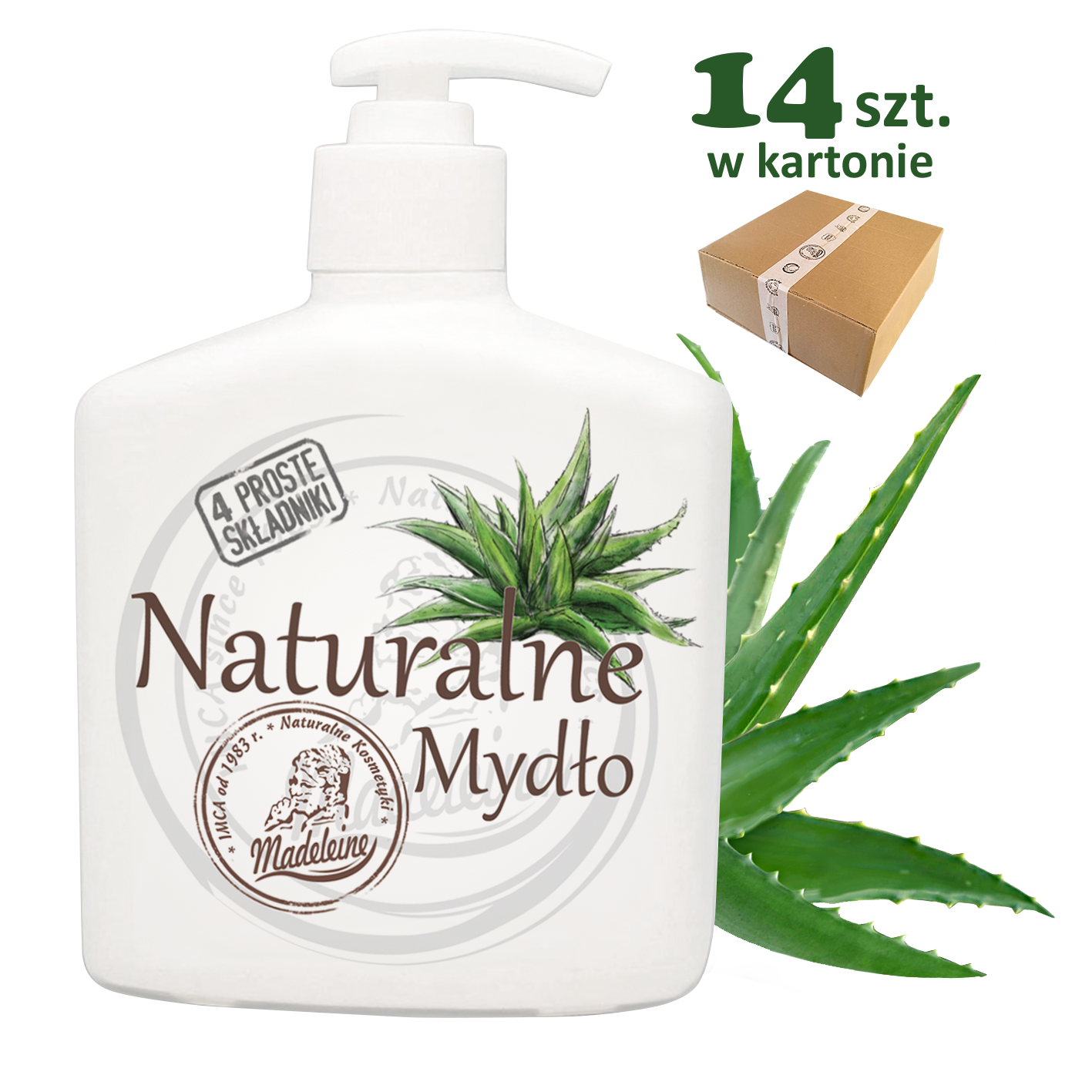 Naturalne Mydło, Aloes, 500 ml, 14 sztuk